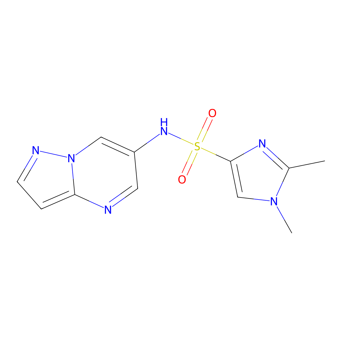 1,2-dimethyl-N-{pyrazolo[1,5-a]pyrimidin-6-yl}-1H-imidazole-4-sulfonamide molecular structure, CAS 2034622-07-4