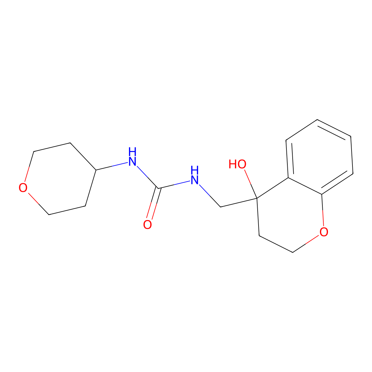 1-((4-hydroxychroman-4-yl)methyl)-3-(tetrahydro-2H-pyran-4-yl)urea molecular structure, CAS 2034622-09-6