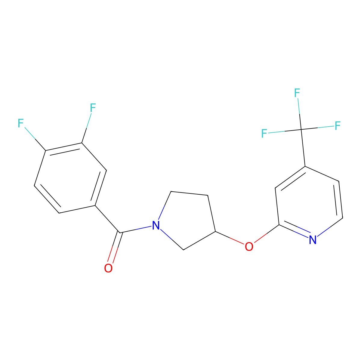 (3,4-Difluorophenyl)(3-((4-(trifluoromethyl)pyridin-2-yl)oxy)pyrrolidin-1-yl)methanone molecular structure, CAS 2034622-12-1