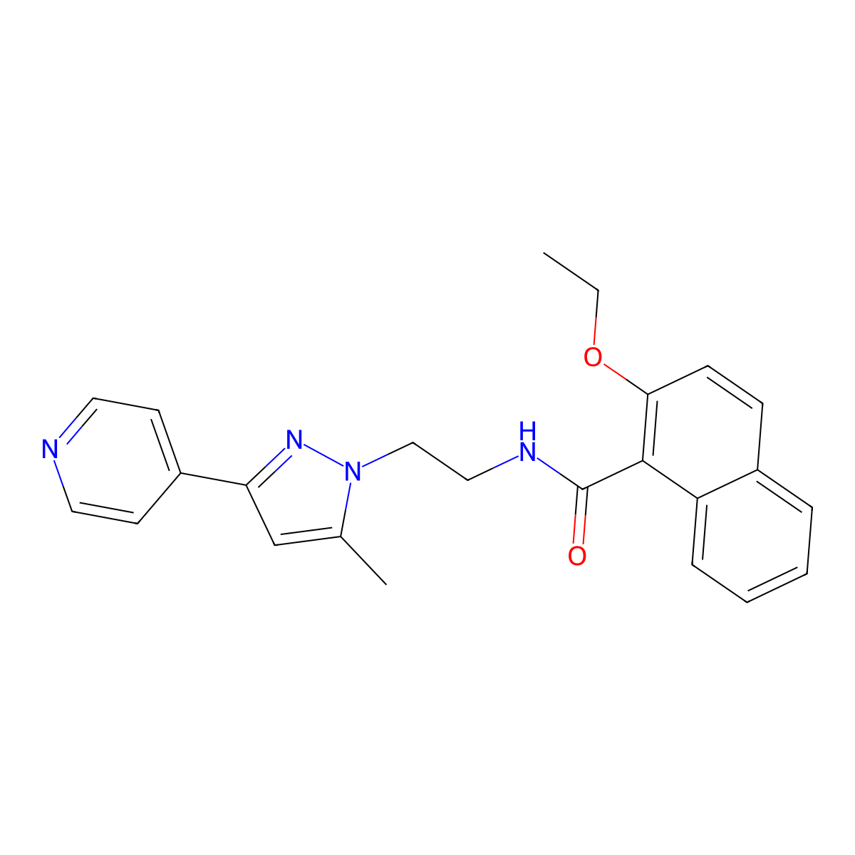 2-ethoxy-N-(2-(5-methyl-3-(pyridin-4-yl)-1H-pyrazol-1-yl)ethyl)-1-naphthamide molecular structure, CAS 2034622-19-8