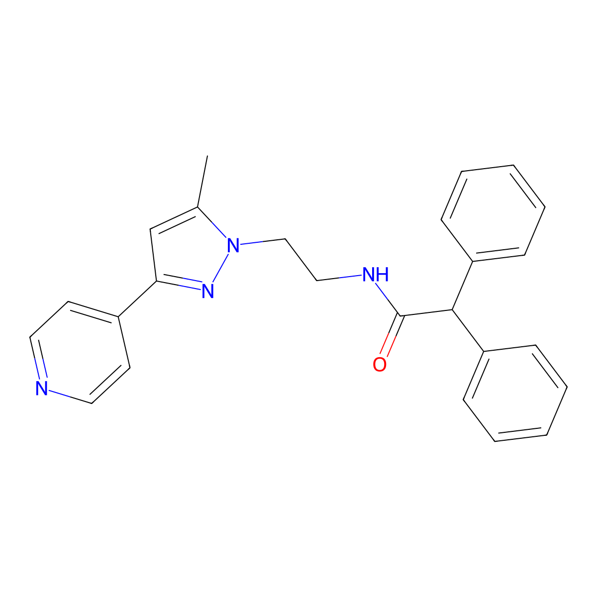 N-{2-[5-methyl-3-(pyridin-4-yl)-1H-pyrazol-1-yl]ethyl}-2,2-diphenylacetamide molecular structure, CAS 2034622-24-5