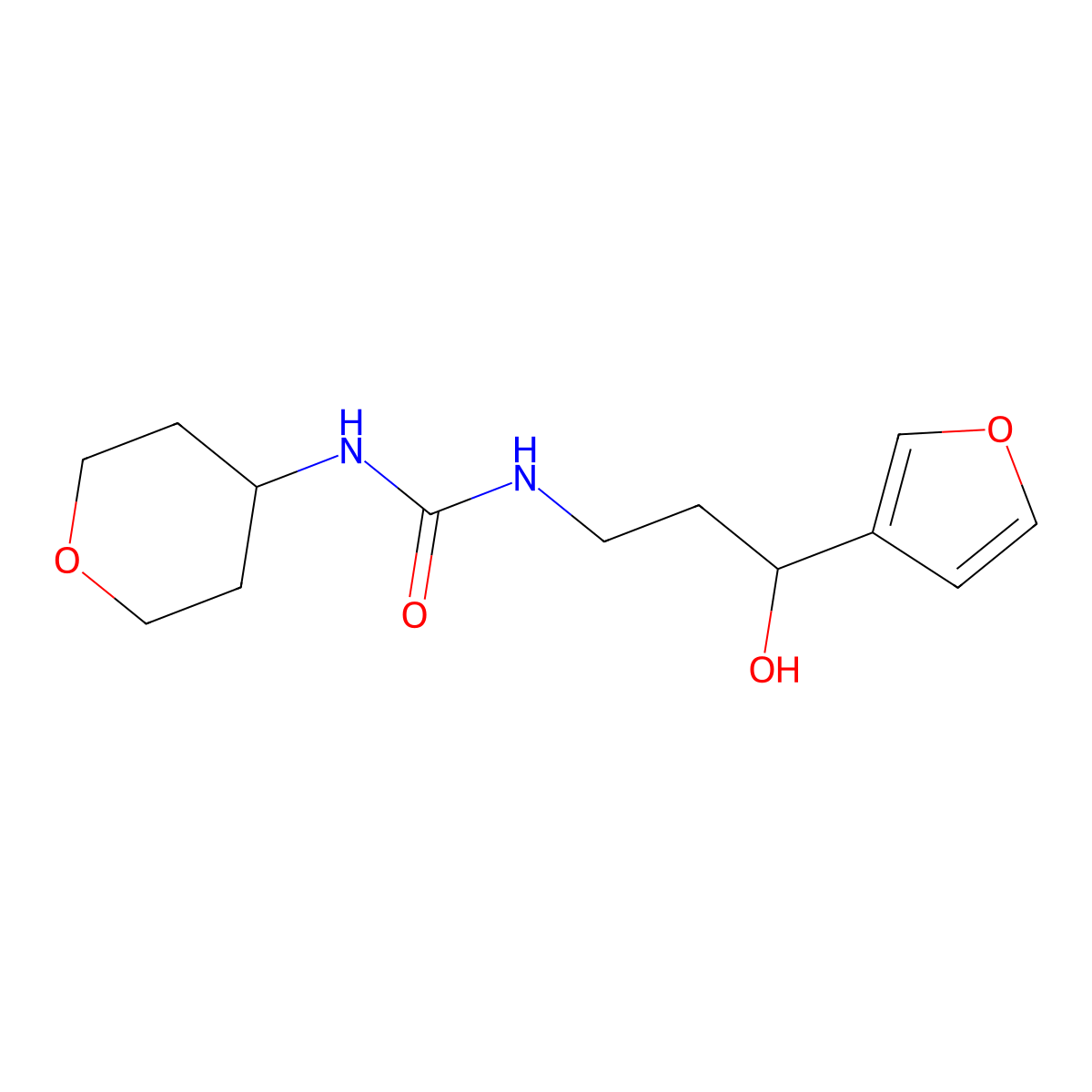 1-(3-(furan-3-yl)-3-hydroxypropyl)-3-(tetrahydro-2H-pyran-4-yl)urea molecular structure, CAS 2034622-25-6