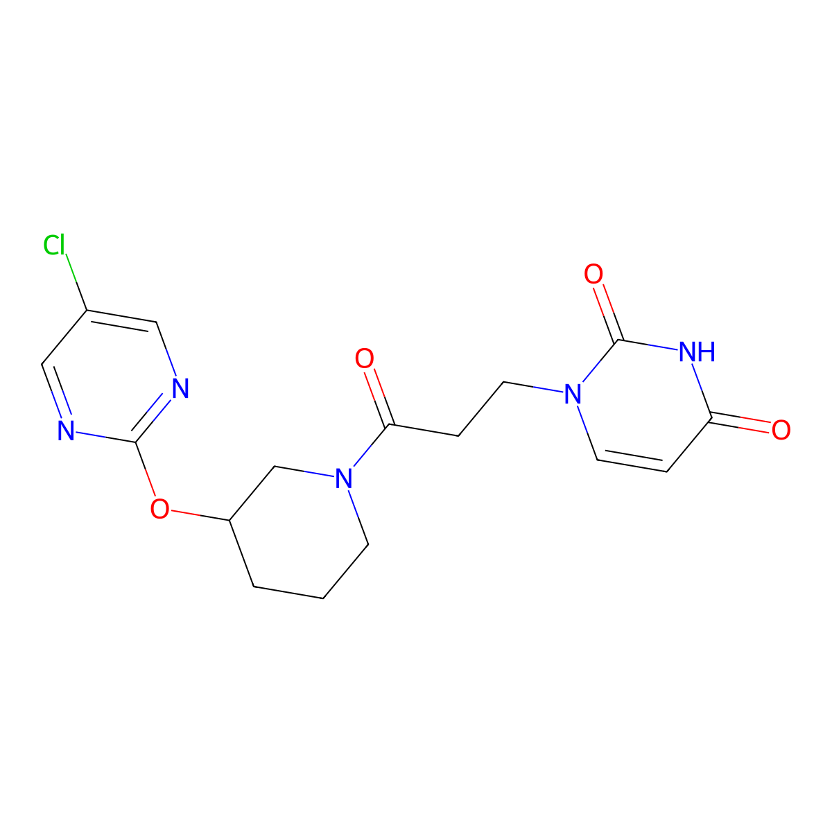 1-(3-(3-((5-chloropyrimidin-2-yl)oxy)piperidin-1-yl)-3-oxopropyl)pyrimidine-2,4(1H,3H)-dione molecular structure, CAS 2034622-37-0