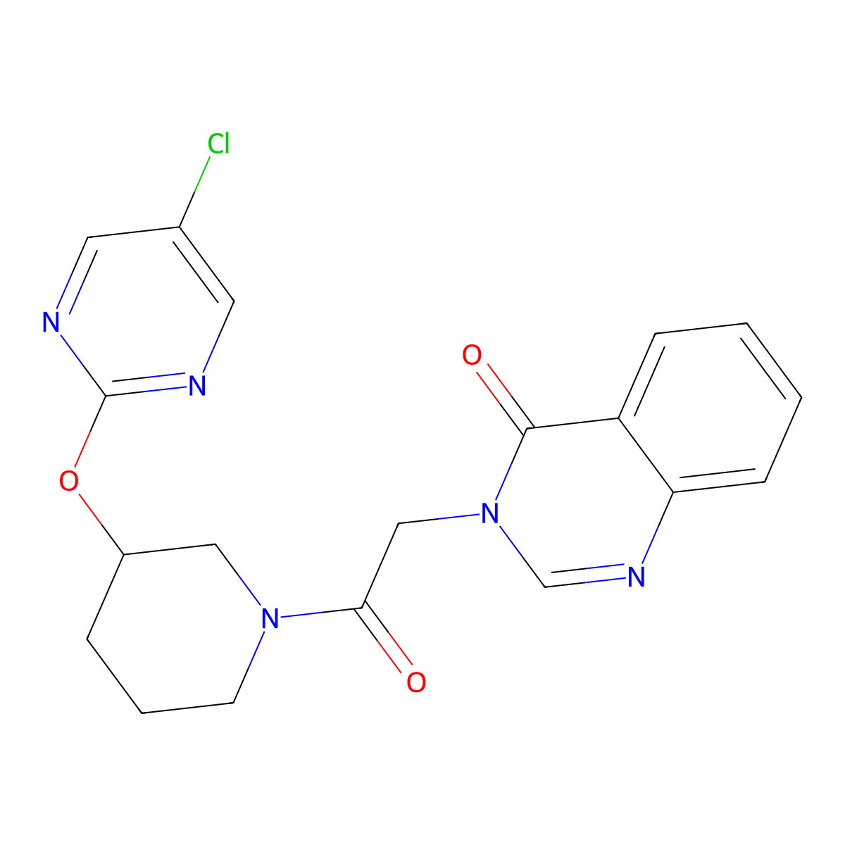 3-(2-(3-((5-chloropyrimidin-2-yl)oxy)piperidin-1-yl)-2-oxoethyl)quinazolin-4(3H)-one molecular structure, CAS 2034622-40-5