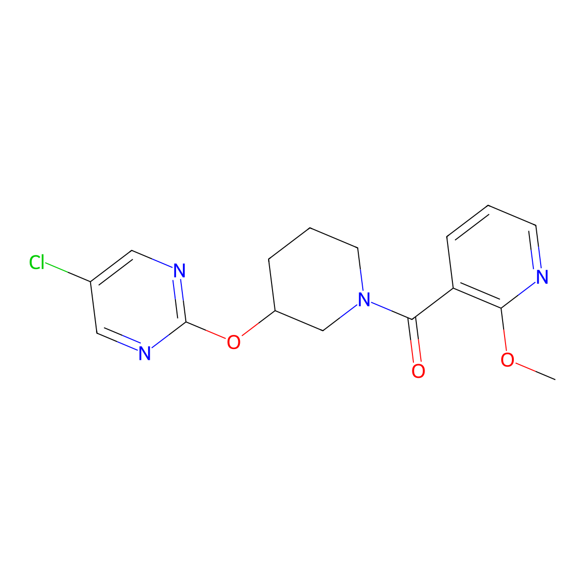 (3-((5-Chloropyrimidin-2-yl)oxy)piperidin-1-yl)(2-methoxypyridin-3-yl)methanone molecular structure, CAS 2034622-47-2