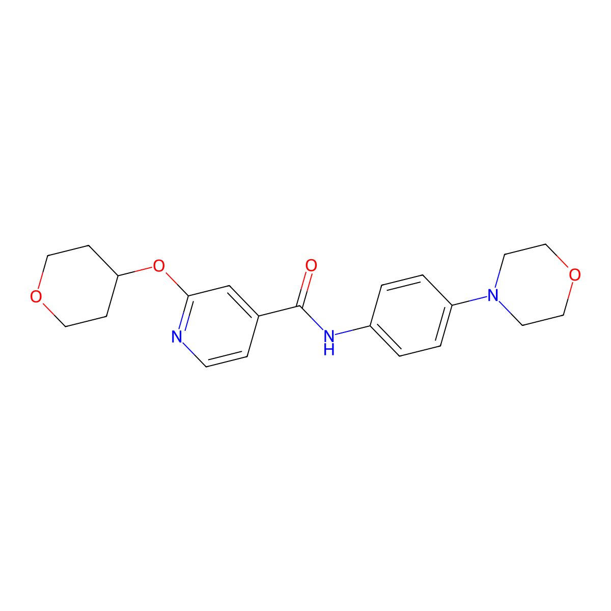 N-(4-morpholinophenyl)-2-((tetrahydro-2H-pyran-4-yl)oxy)isonicotinamide molecular structure, CAS 2034622-50-7