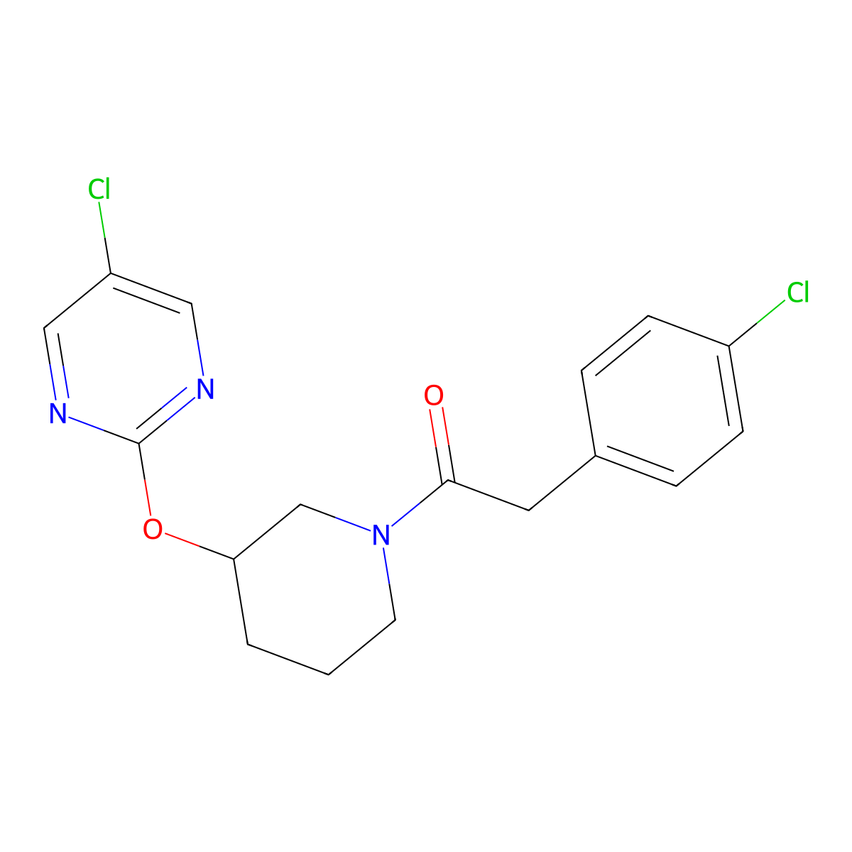 2-(4-Chlorophenyl)-1-(3-((5-chloropyrimidin-2-yl)oxy)piperidin-1-yl)ethanone molecular structure, CAS 2034622-52-9