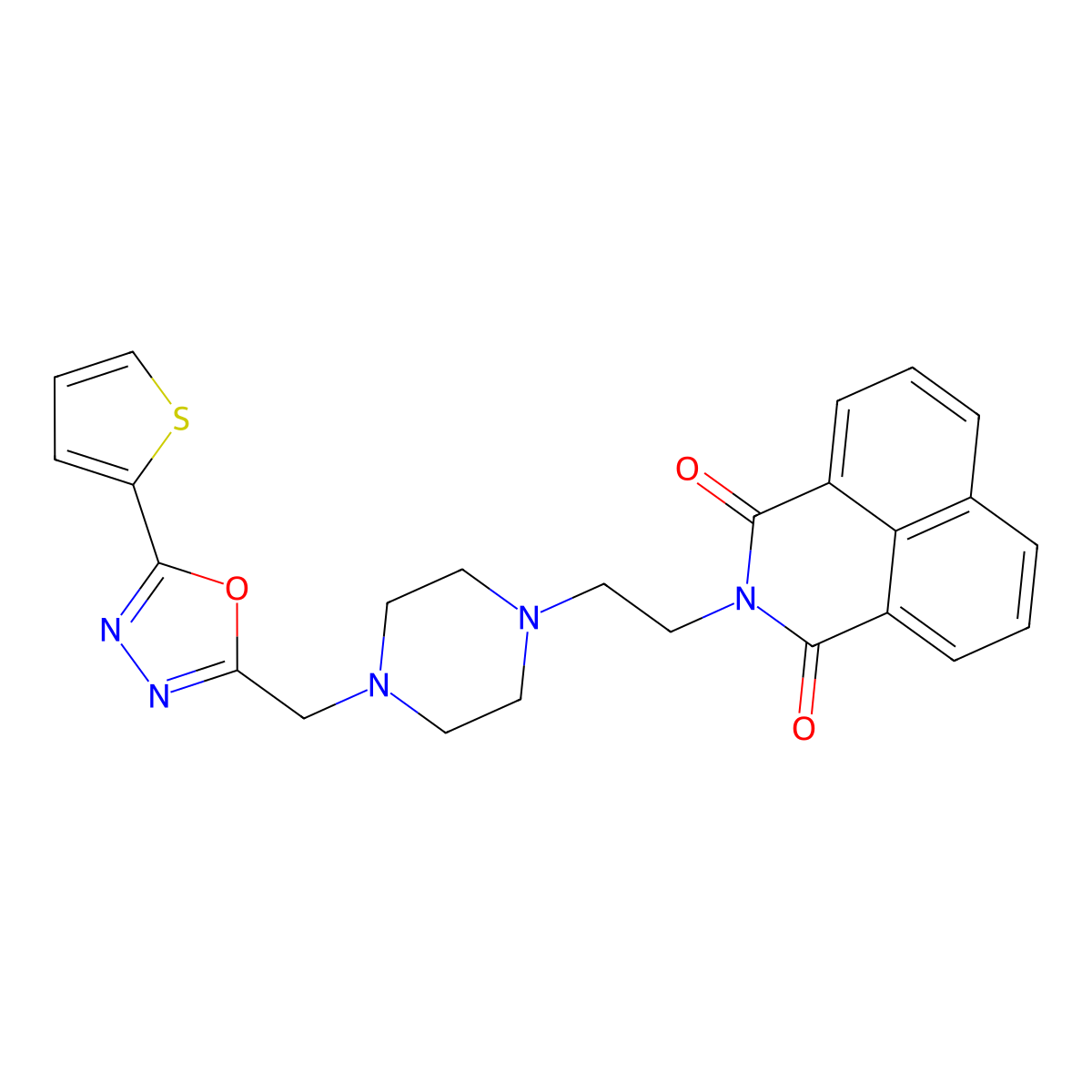 2-(2-(4-((5-(thiophen-2-yl)-1,3,4-oxadiazol-2-yl)methyl)piperazin-1-yl)ethyl)-1H-benzo[de]isoquinoline-1,3(2H)-dione molecular structure, CAS 2034622-55-2