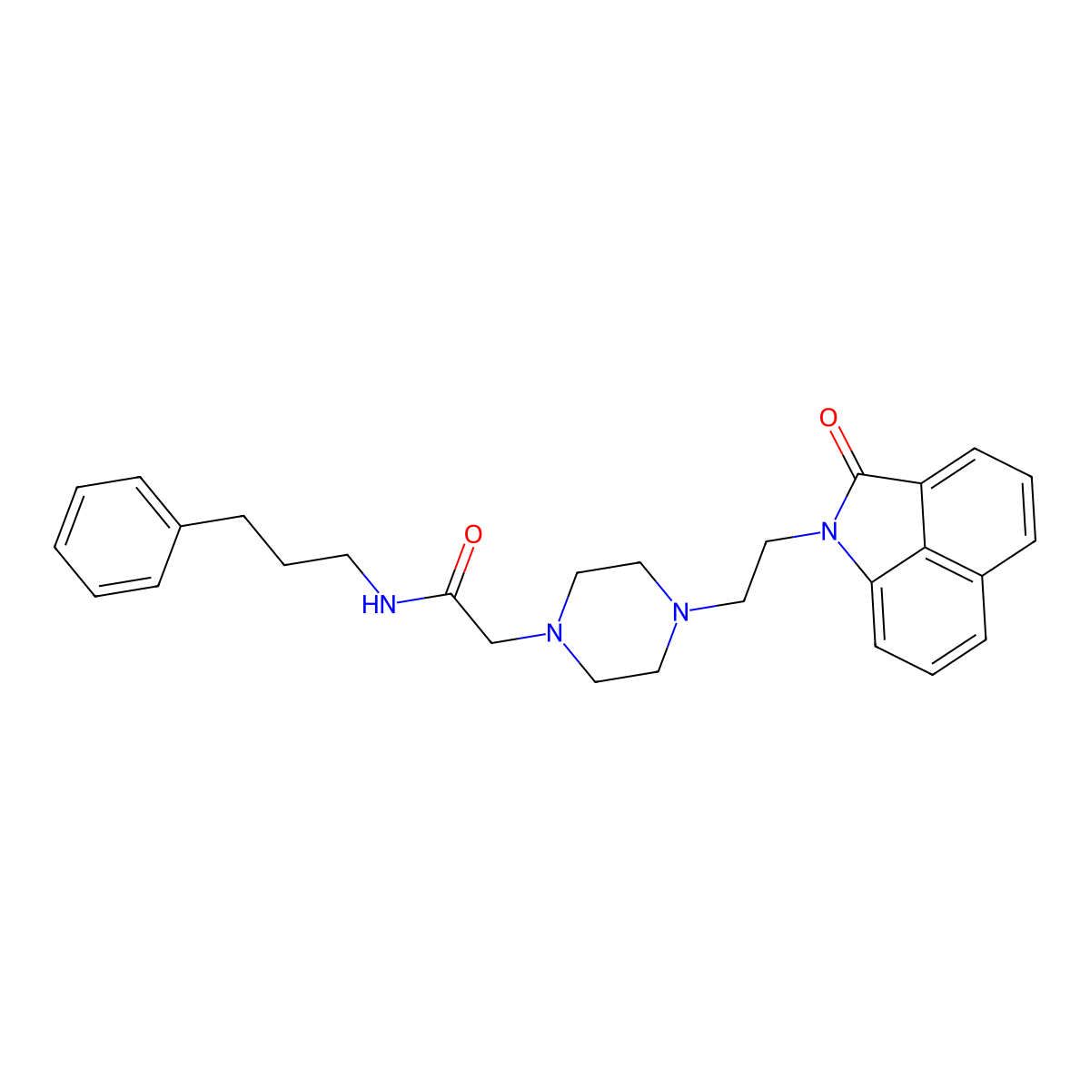 2-(4-(2-(2-oxobenzo[cd]indol-1(2H)-yl)ethyl)piperazin-1-yl)-N-(3-phenylpropyl)acetamide molecular structure, CAS 2034622-61-0