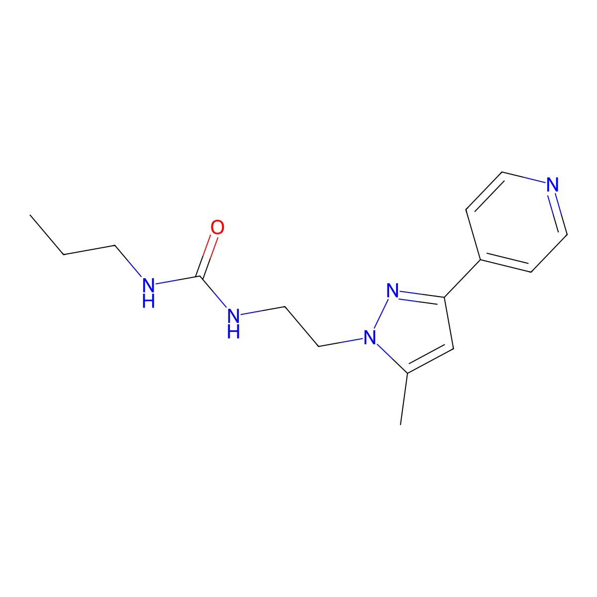 1-(2-(5-methyl-3-(pyridin-4-yl)-1H-pyrazol-1-yl)ethyl)-3-propylurea molecular structure, CAS 2034632-86-3