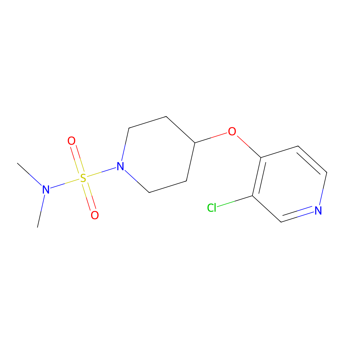 4-((3-chloropyridin-4-yl)oxy)-N,N-dimethylpiperidine-1-sulfonamide molecular structure, CAS 2034632-95-4