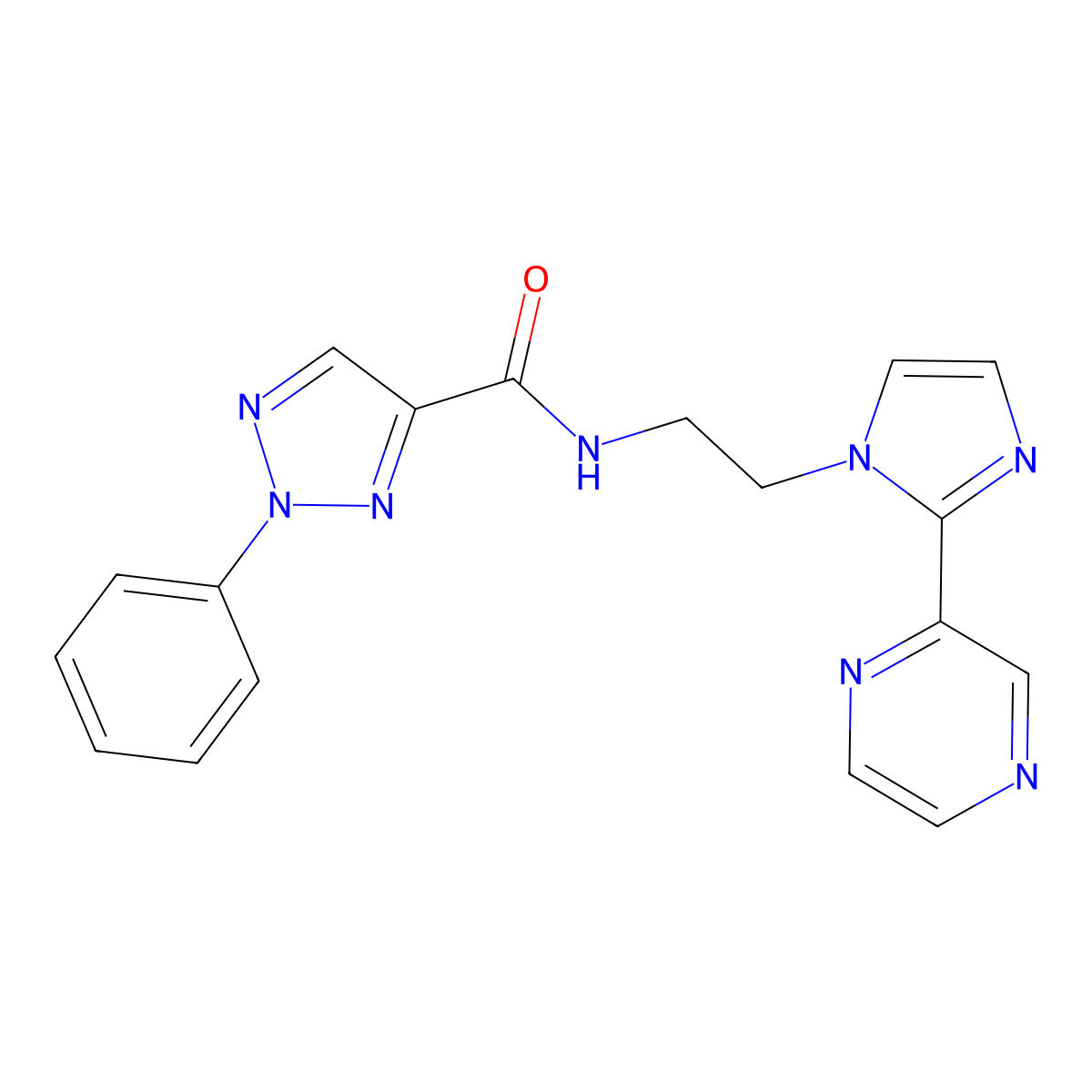 2-phenyl-N-{2-[2-(pyrazin-2-yl)-1H-imidazol-1-yl]ethyl}-2H-1,2,3-triazole-4-carboxamide molecular structure, CAS 2034633-02-6