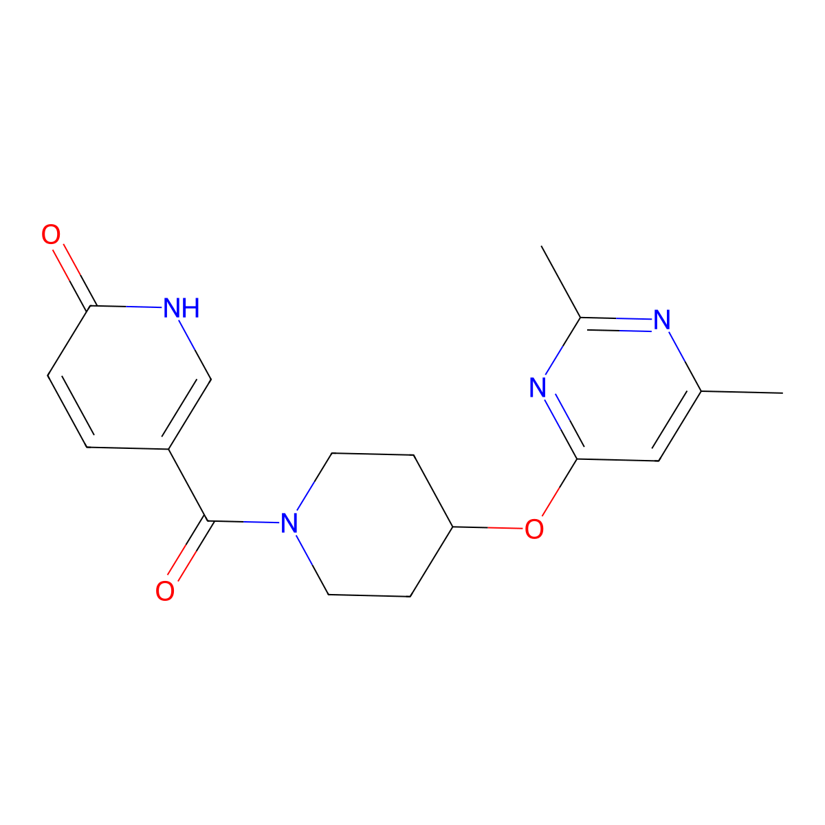 5-(4-((2,6-dimethylpyrimidin-4-yl)oxy)piperidine-1-carbonyl)pyridin-2(1H)-one molecular structure, CAS 2034633-04-8