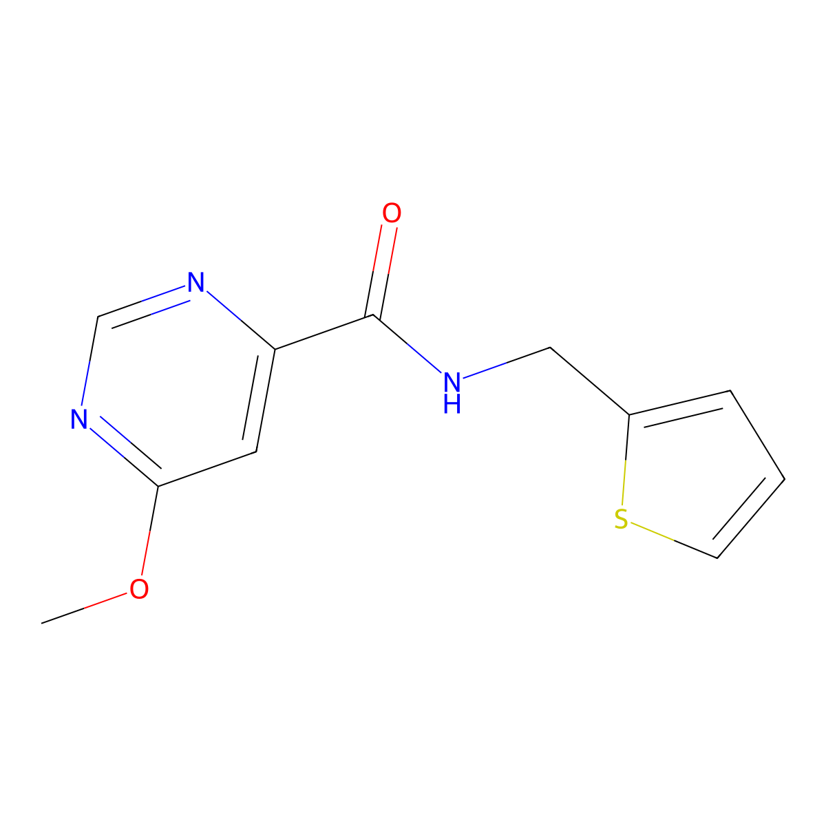 6-methoxy-N-(thiophen-2-ylmethyl)pyrimidine-4-carboxamide molecular structure, CAS 2034633-11-7