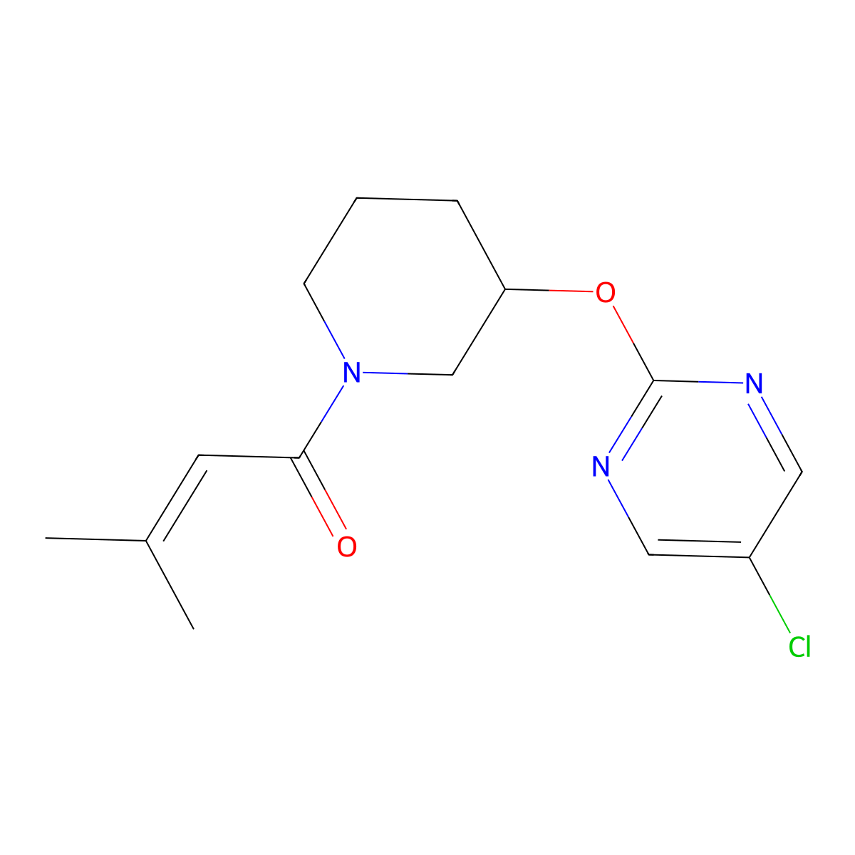 1-(3-((5-Chloropyrimidin-2-yl)oxy)piperidin-1-yl)-3-methylbut-2-en-1-one molecular structure, CAS 2034633-13-9