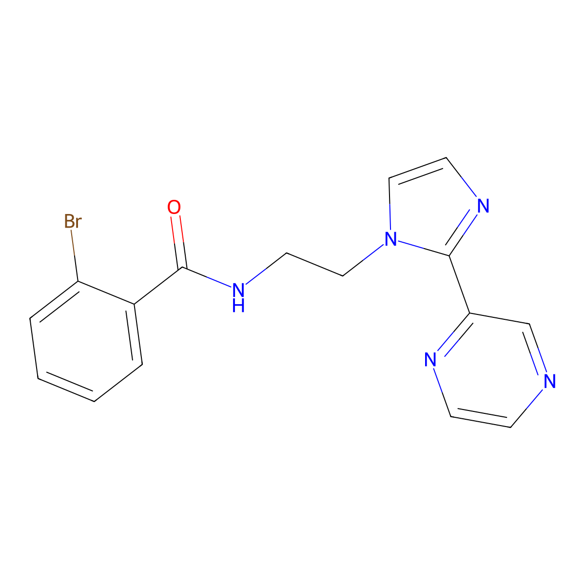 2-bromo-N-{2-[2-(pyrazin-2-yl)-1H-imidazol-1-yl]ethyl}benzamide molecular structure, CAS 2034633-19-5