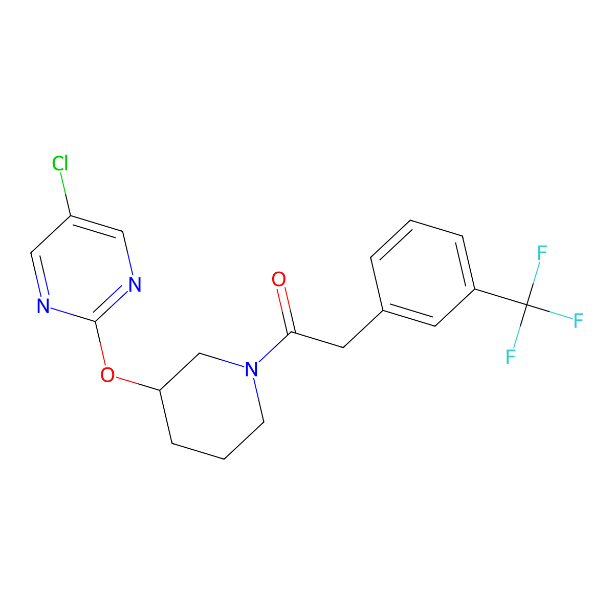 1-(3-((5-Chloropyrimidin-2-yl)oxy)piperidin-1-yl)-2-(3-(trifluoromethyl)phenyl)ethanone molecular structure, CAS 2034633-21-9