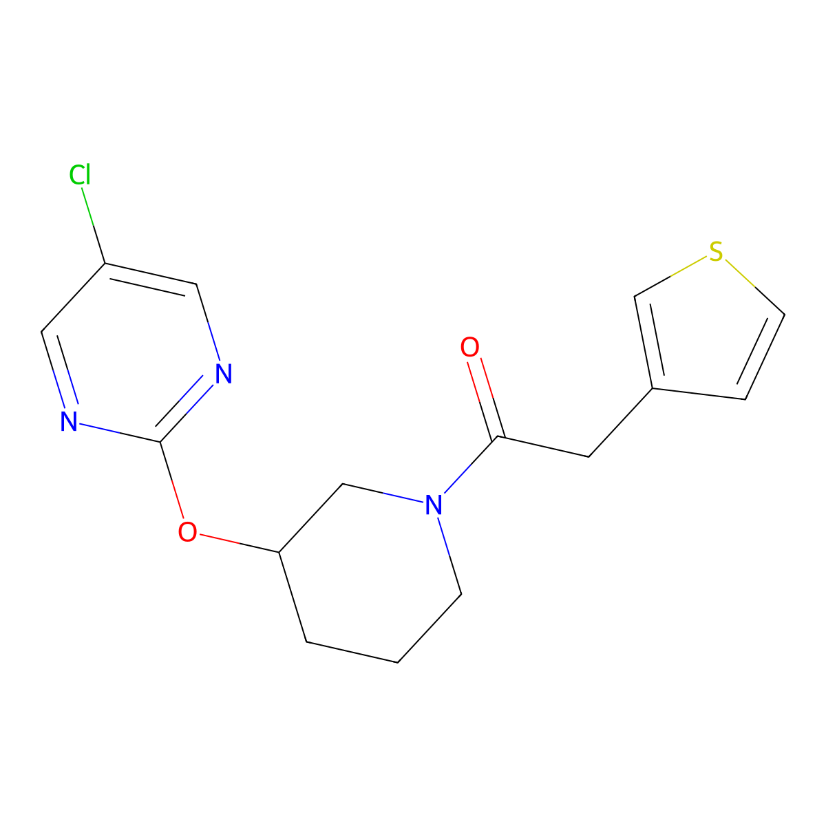 1-(3-((5-Chloropyrimidin-2-yl)oxy)piperidin-1-yl)-2-(thiophen-3-yl)ethanone molecular structure, CAS 2034633-25-3