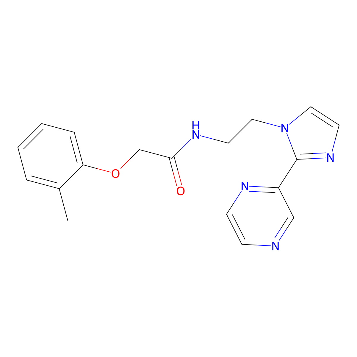 N-(2-(2-(pyrazin-2-yl)-1H-imidazol-1-yl)ethyl)-2-(o-tolyloxy)acetamide molecular structure, CAS 2034633-33-3