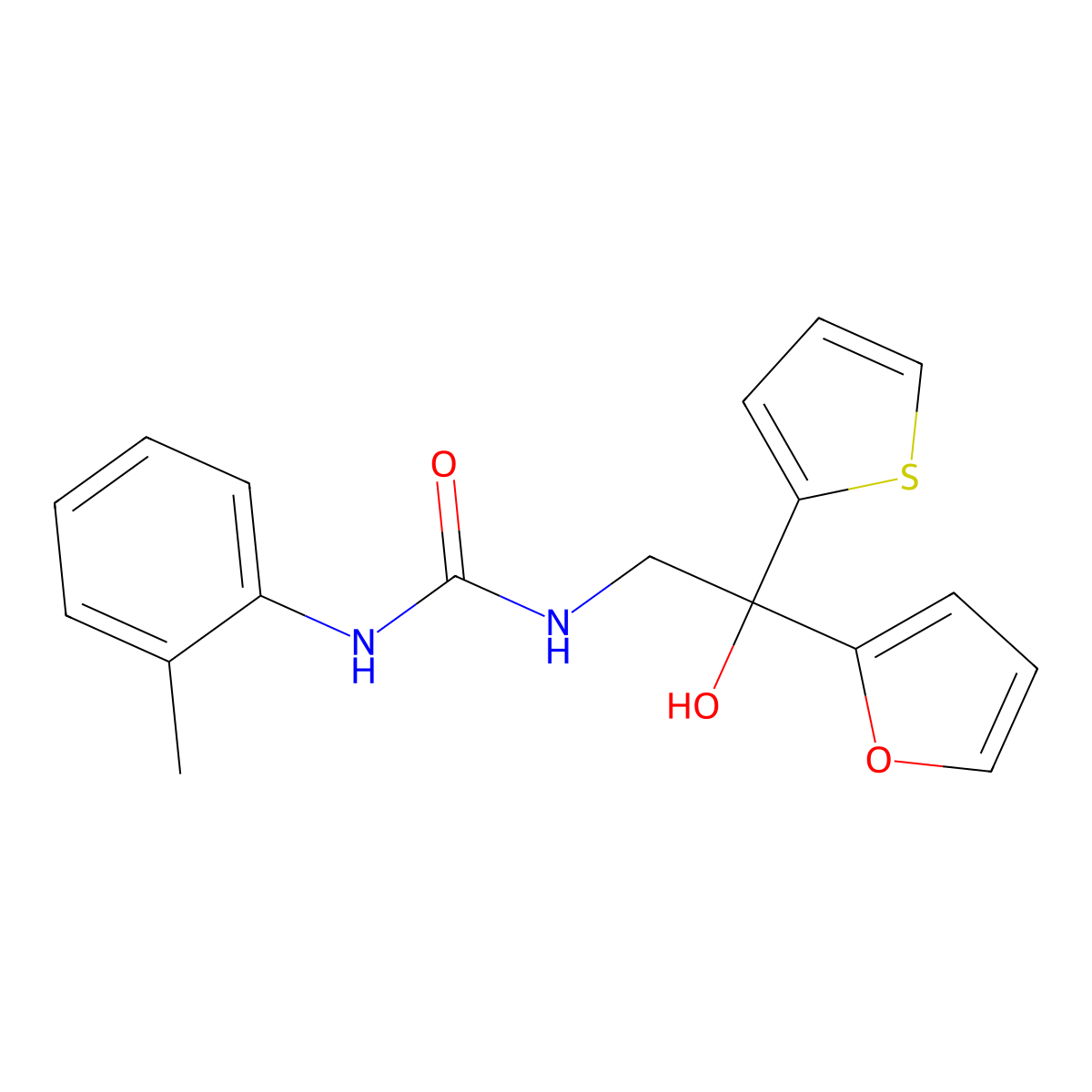 1-(2-(Furan-2-yl)-2-hydroxy-2-(thiophen-2-yl)ethyl)-3-(o-tolyl)urea molecular structure, CAS 2034633-48-0