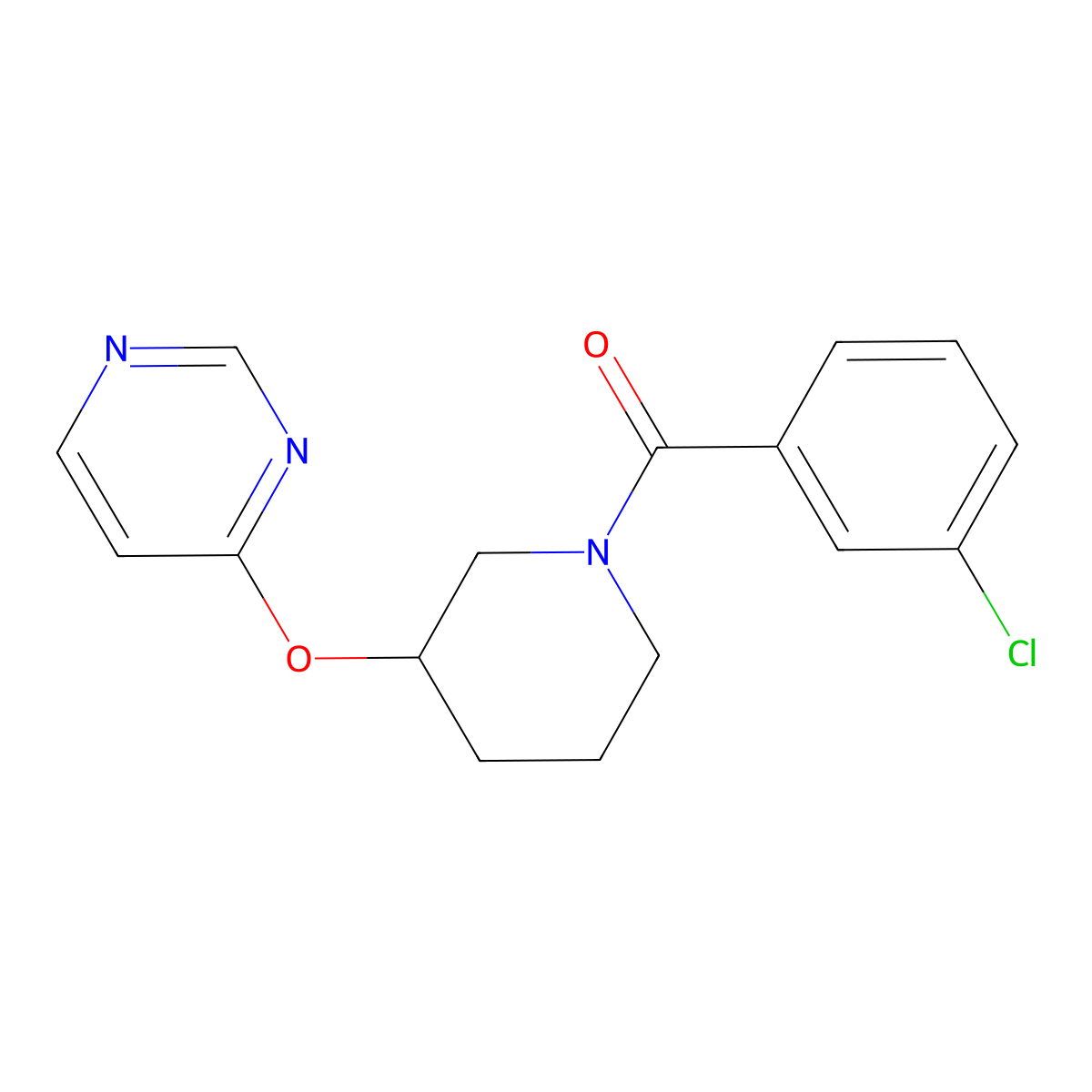 (3-Chlorophenyl)(3-(pyrimidin-4-yloxy)piperidin-1-yl)methanone molecular structure, CAS 2034633-55-9