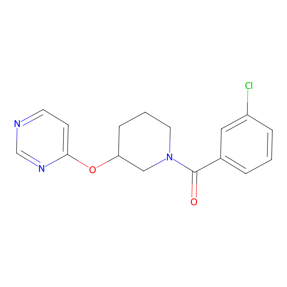 (3-Chlorophenyl)(3-(pyrimidin-4-yloxy)piperidin-1-yl)methanone molecular structure, CAS 2034633-55-9