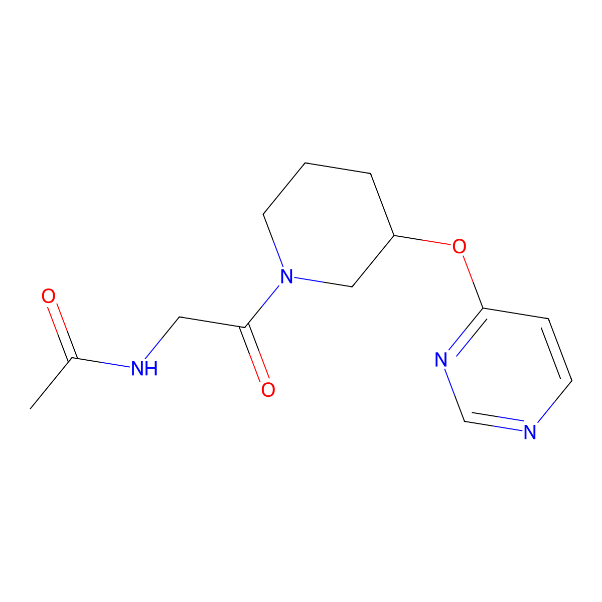 N-{2-oxo-2-[3-(pyrimidin-4-yloxy)piperidin-1-yl]ethyl}acetamide molecular structure, CAS 2034633-62-8