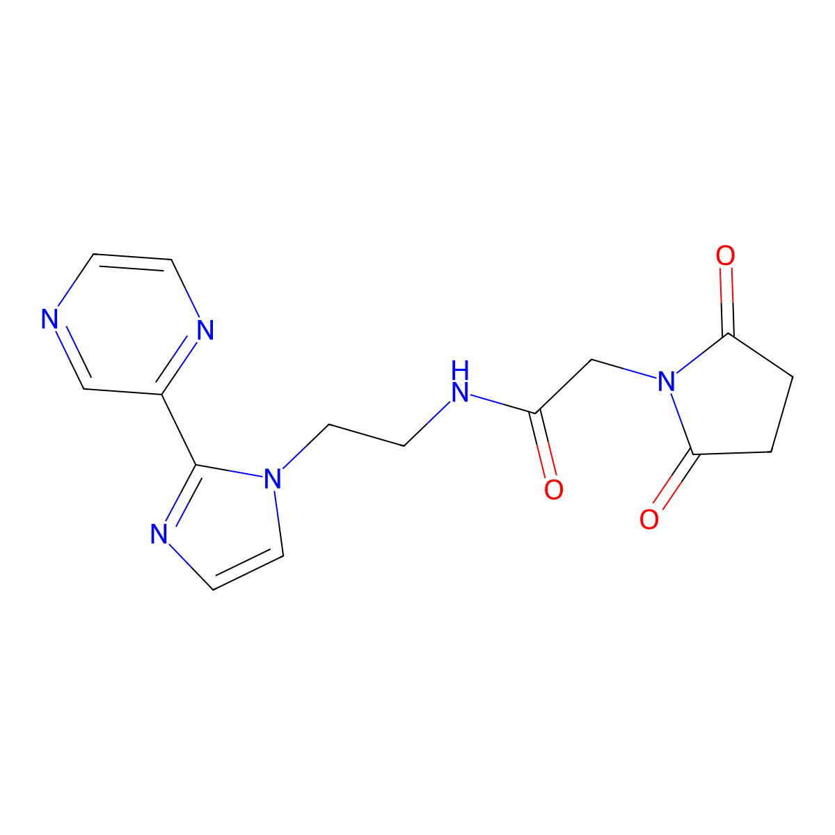 2-(2,5-dioxopyrrolidin-1-yl)-N-{2-[2-(pyrazin-2-yl)-1H-imidazol-1-yl]ethyl}acetamide molecular structure, CAS 2034633-66-2