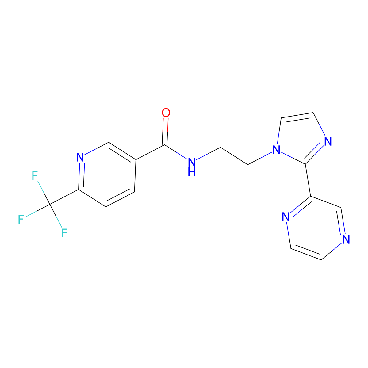 N-(2-(2-(pyrazin-2-yl)-1H-imidazol-1-yl)ethyl)-6-(trifluoromethyl)nicotinamide molecular structure, CAS 2034633-75-3