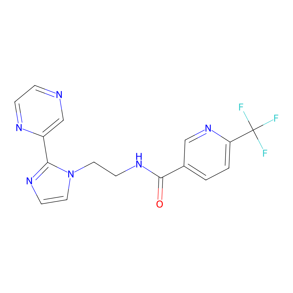 N-(2-(2-(pyrazin-2-yl)-1H-imidazol-1-yl)ethyl)-6-(trifluoromethyl)nicotinamide molecular structure, CAS 2034633-75-3
