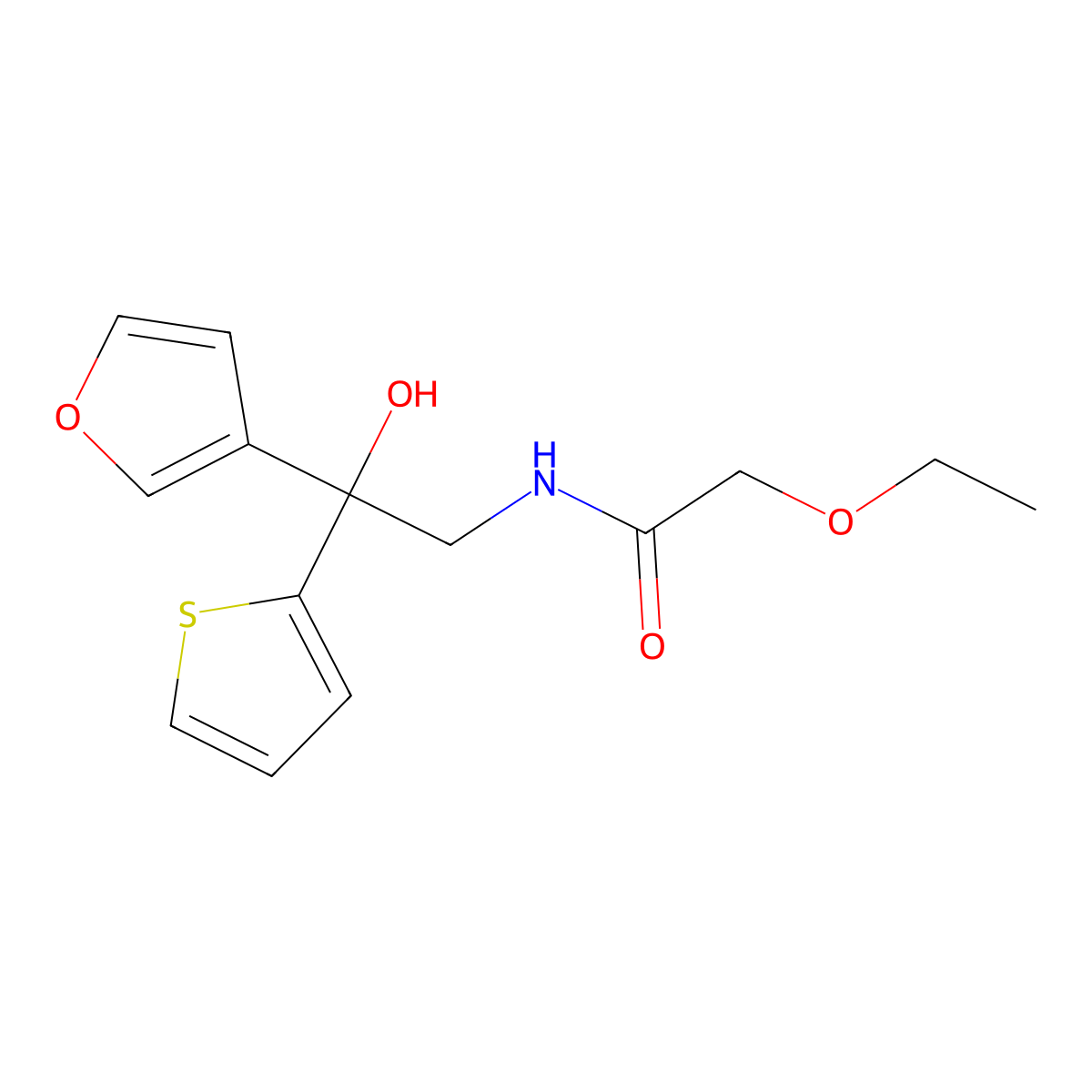 2-ethoxy-N-(2-(furan-3-yl)-2-hydroxy-2-(thiophen-2-yl)ethyl)acetamide molecular structure, CAS 2034633-83-3