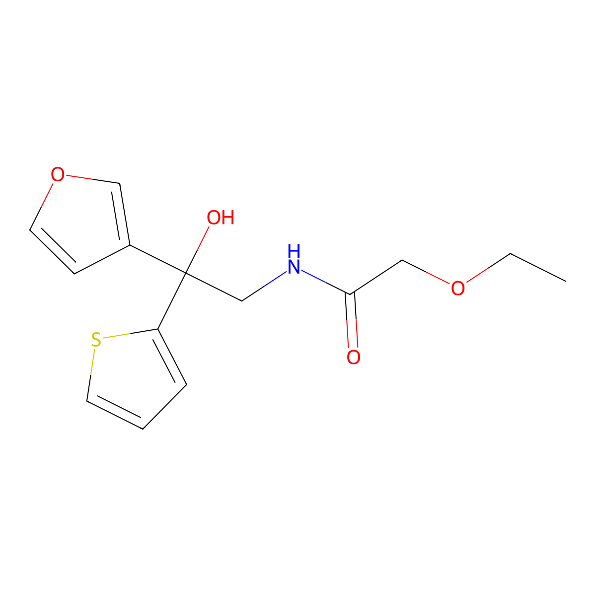 2-ethoxy-N-(2-(furan-3-yl)-2-hydroxy-2-(thiophen-2-yl)ethyl)acetamide molecular structure, CAS 2034633-83-3