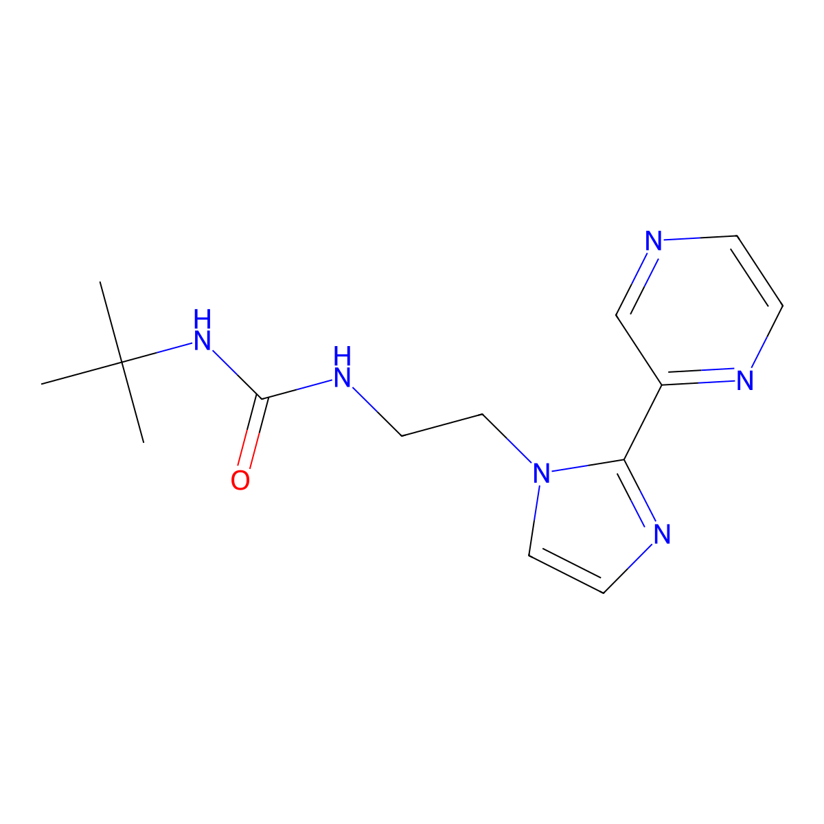 1-(tert-butyl)-3-(2-(2-(pyrazin-2-yl)-1H-imidazol-1-yl)ethyl)urea molecular structure, CAS 2034633-87-7