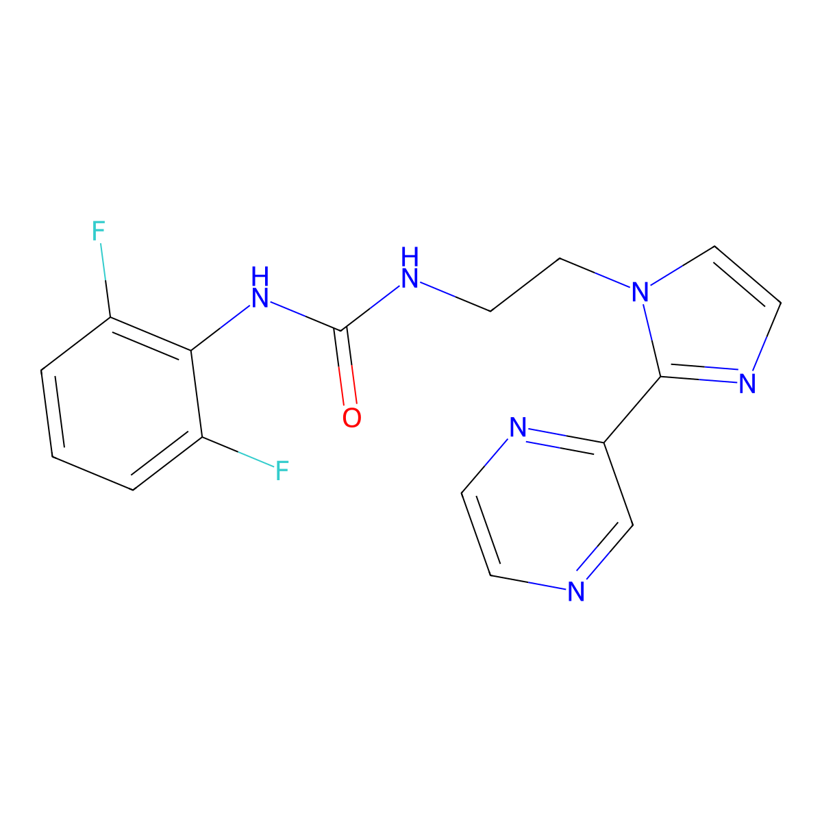 1-(2,6-difluorophenyl)-3-{2-[2-(pyrazin-2-yl)-1H-imidazol-1-yl]ethyl}urea molecular structure, CAS 2034633-92-4