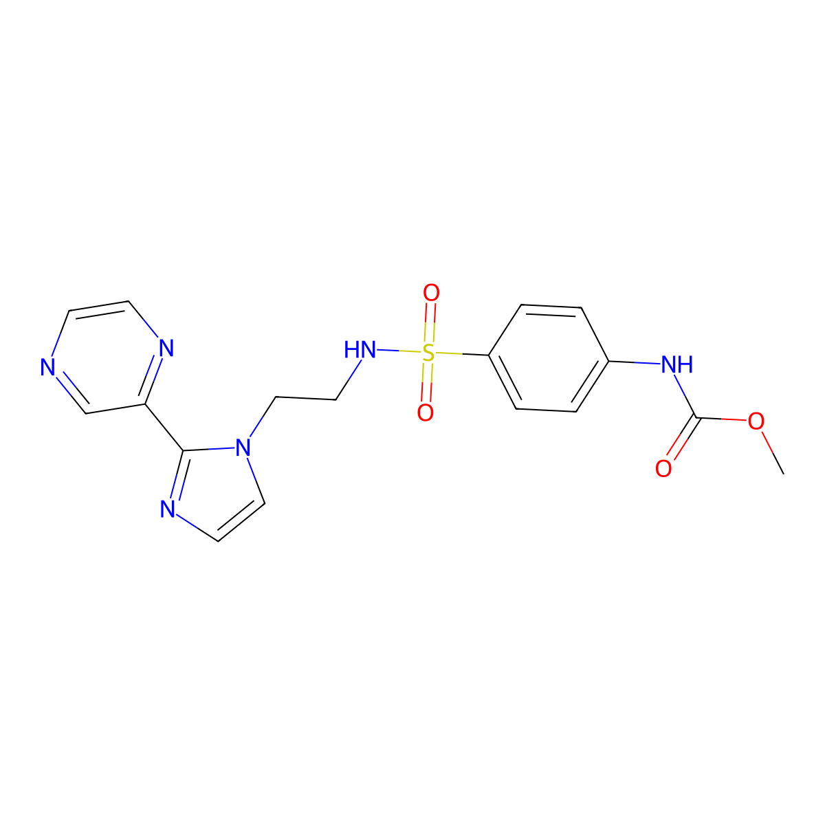 methyl (4-(N-(2-(2-(pyrazin-2-yl)-1H-imidazol-1-yl)ethyl)sulfamoyl)phenyl)carbamate molecular structure, CAS 2034633-96-8
