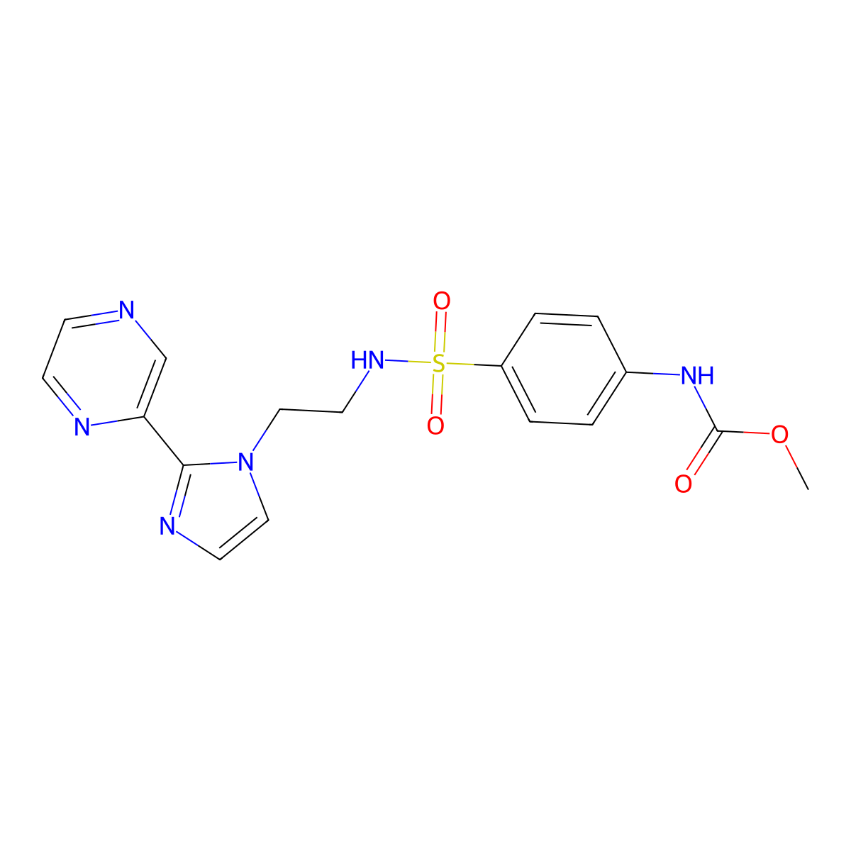 methyl (4-(N-(2-(2-(pyrazin-2-yl)-1H-imidazol-1-yl)ethyl)sulfamoyl)phenyl)carbamate molecular structure, CAS 2034633-96-8
