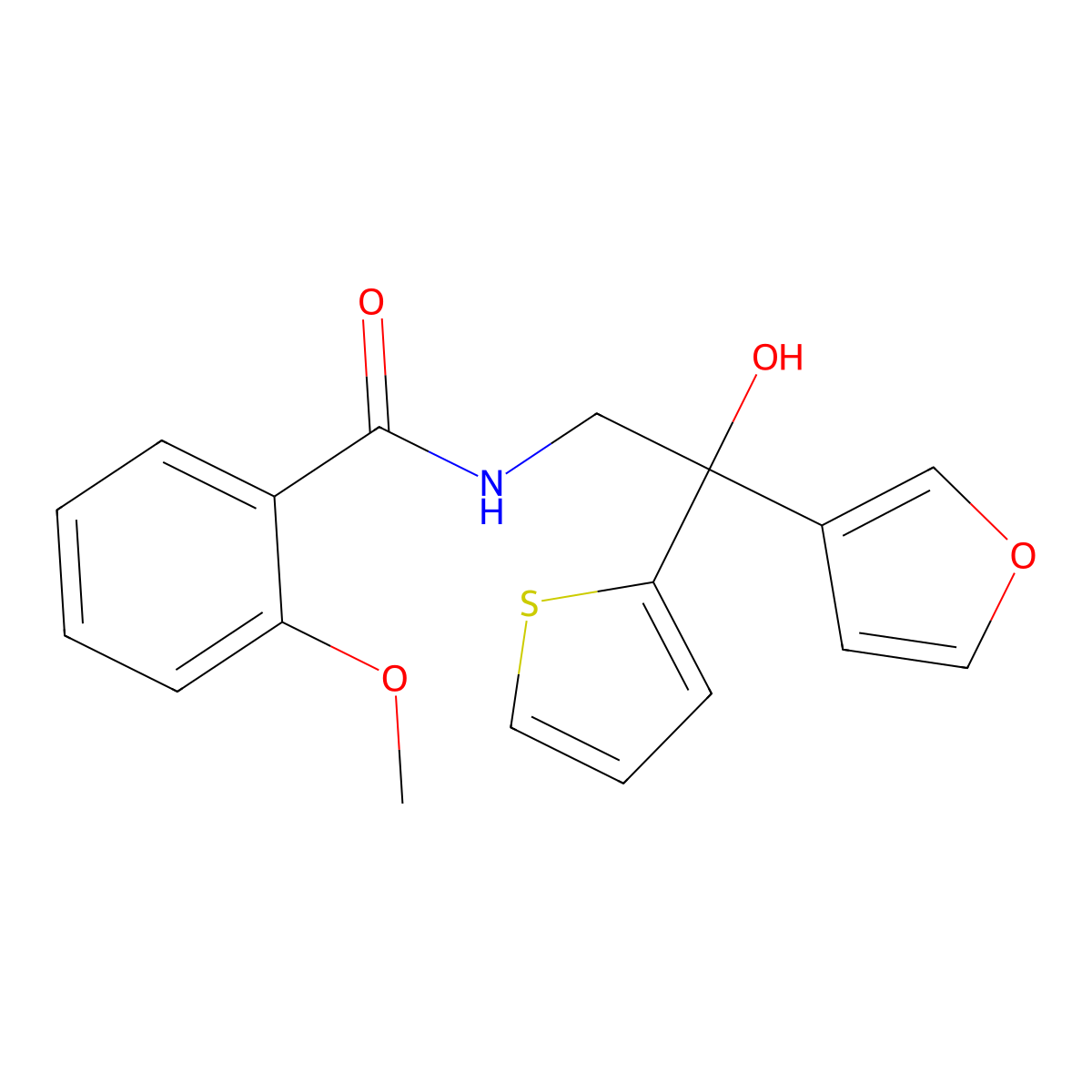 N-(2-(furan-3-yl)-2-hydroxy-2-(thiophen-2-yl)ethyl)-2-methoxybenzamide molecular structure, CAS 2034634-03-0