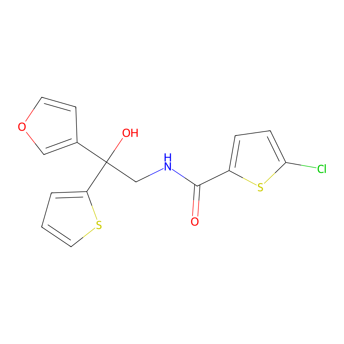 5-chloro-N-(2-(furan-3-yl)-2-hydroxy-2-(thiophen-2-yl)ethyl)thiophene-2-carboxamide molecular structure, CAS 2034634-12-1
