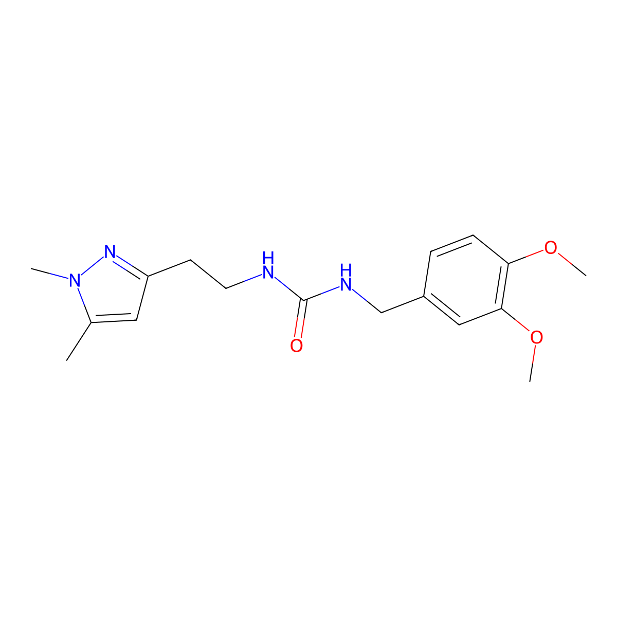 1-(3,4-dimethoxybenzyl)-3-(2-(1,5-dimethyl-1H-pyrazol-3-yl)ethyl)urea molecular structure, CAS 2034634-14-3