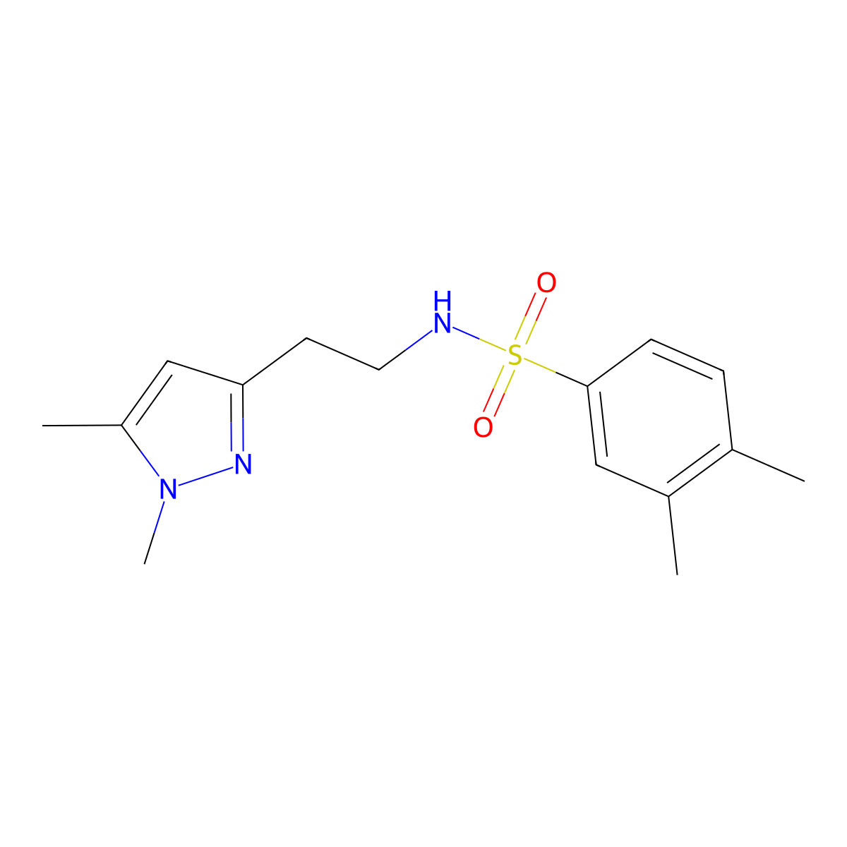N-(2-(1,5-dimethyl-1H-pyrazol-3-yl)ethyl)-3,4-dimethylbenzenesulfonamide molecular structure, CAS 2034634-27-8
