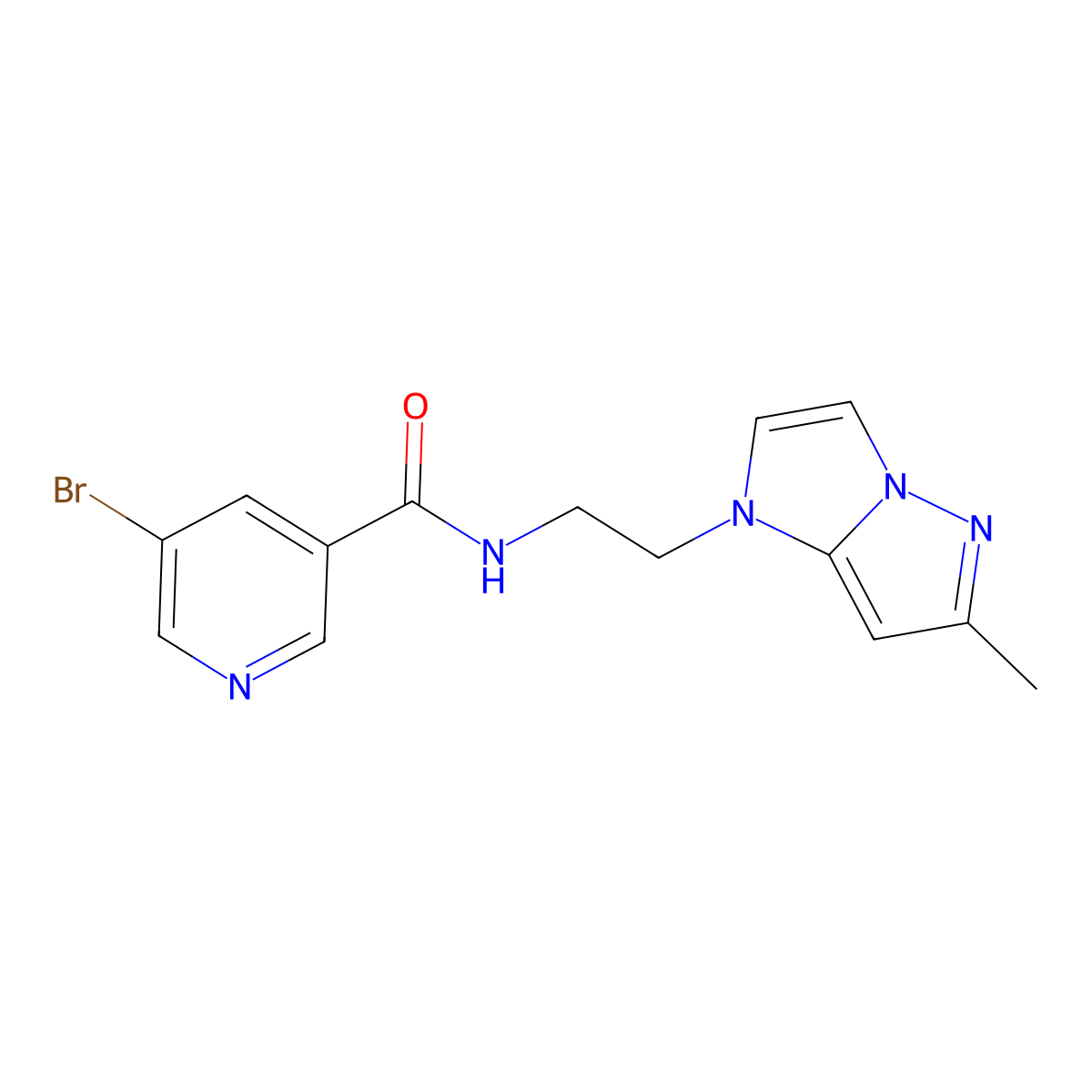 5-bromo-N-(2-(6-methyl-1H-imidazo[1,2-b]pyrazol-1-yl)ethyl)nicotinamide molecular structure, CAS 2034634-39-2