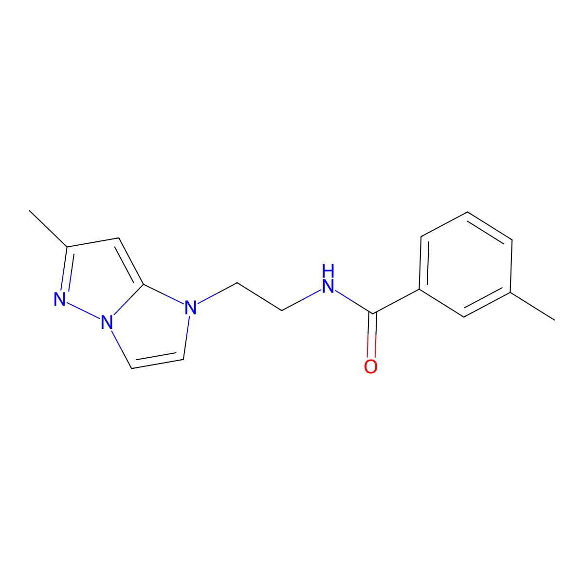 3-methyl-N-(2-(6-methyl-1H-imidazo[1,2-b]pyrazol-1-yl)ethyl)benzamide molecular structure, CAS 2034634-42-7