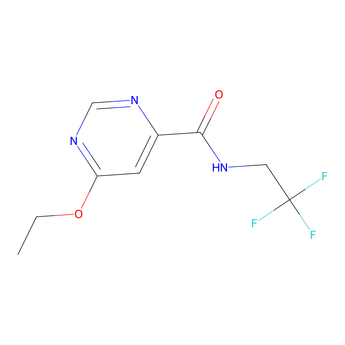 6-ethoxy-N-(2,2,2-trifluoroethyl)pyrimidine-4-carboxamide molecular structure, CAS 2034634-44-9