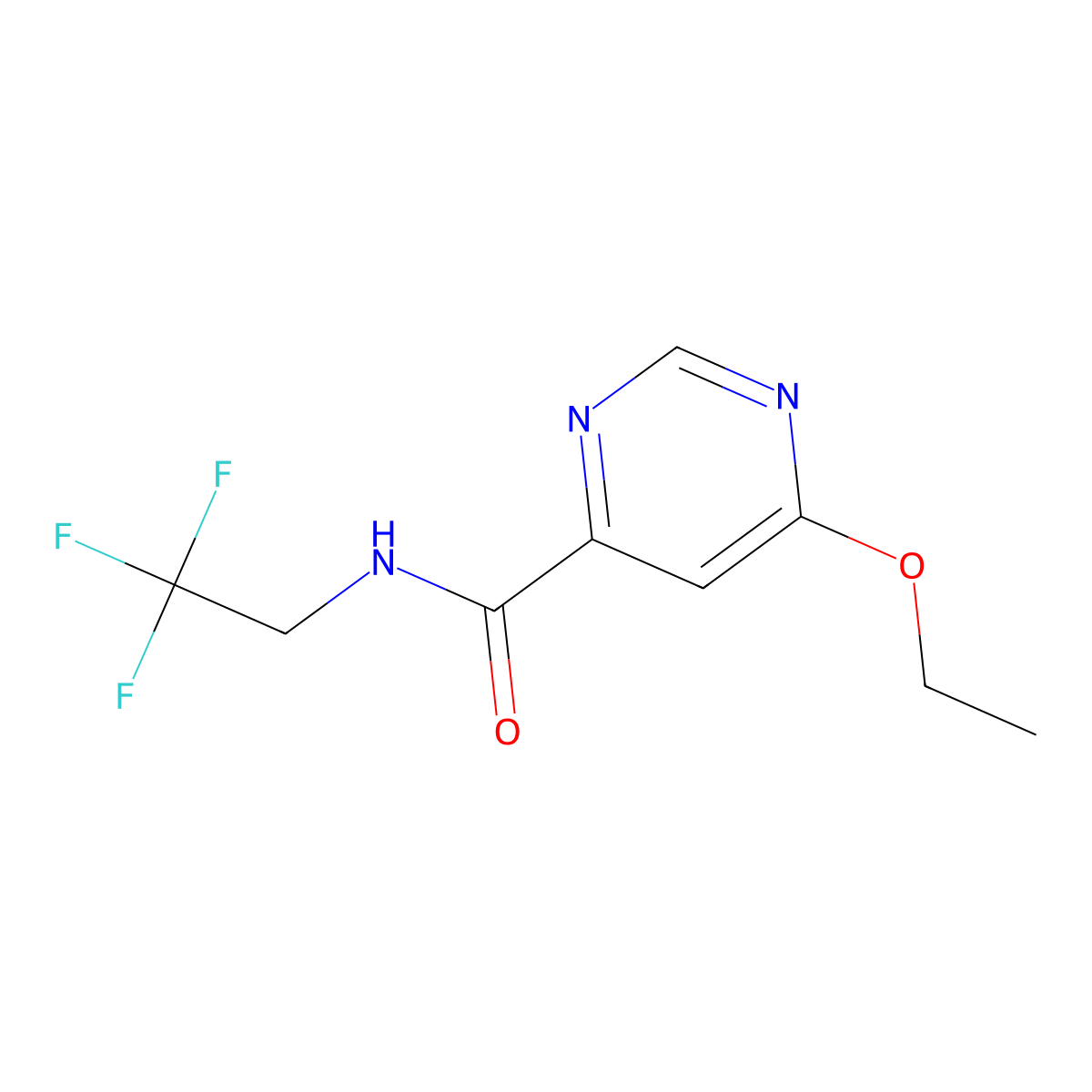 6-ethoxy-N-(2,2,2-trifluoroethyl)pyrimidine-4-carboxamide molecular structure, CAS 2034634-44-9