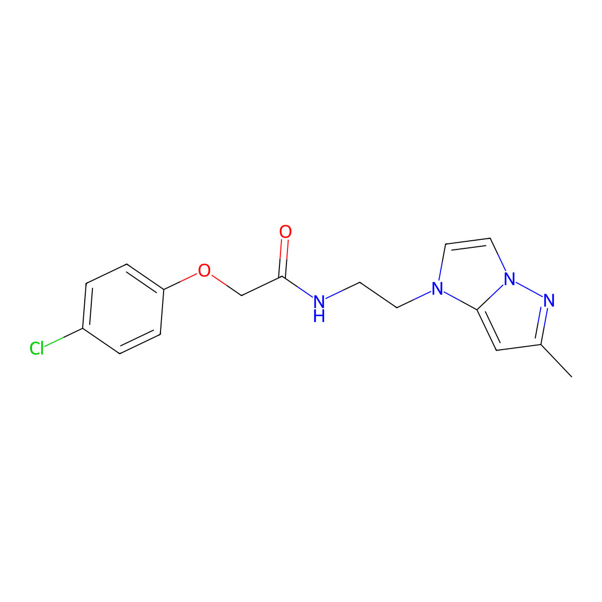 2-(4-chlorophenoxy)-N-(2-(6-methyl-1H-imidazo[1,2-b]pyrazol-1-yl)ethyl)acetamide molecular structure, CAS 2034634-45-0