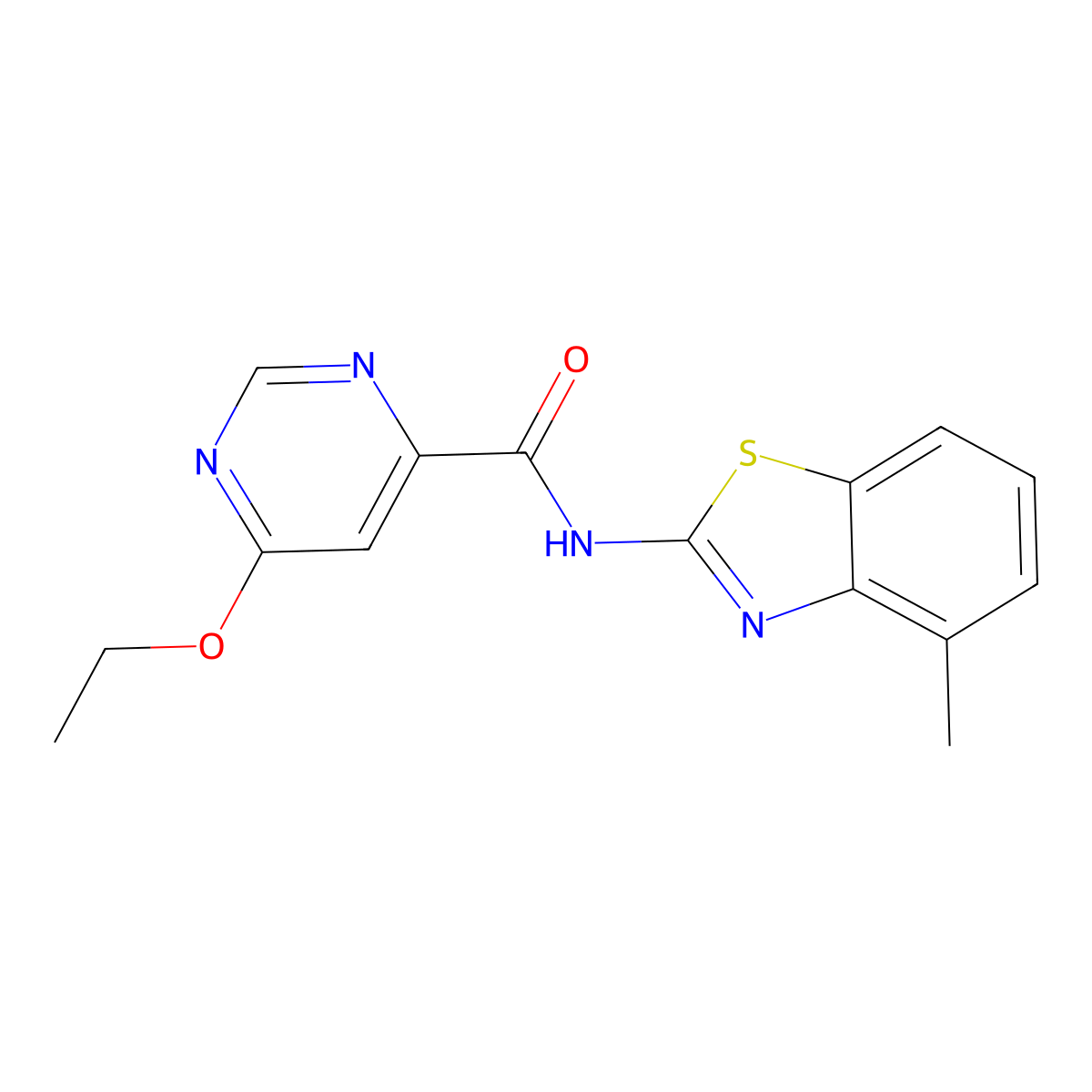 6-ethoxy-N-(4-methylbenzo[d]thiazol-2-yl)pyrimidine-4-carboxamide molecular structure, CAS 2034634-49-4