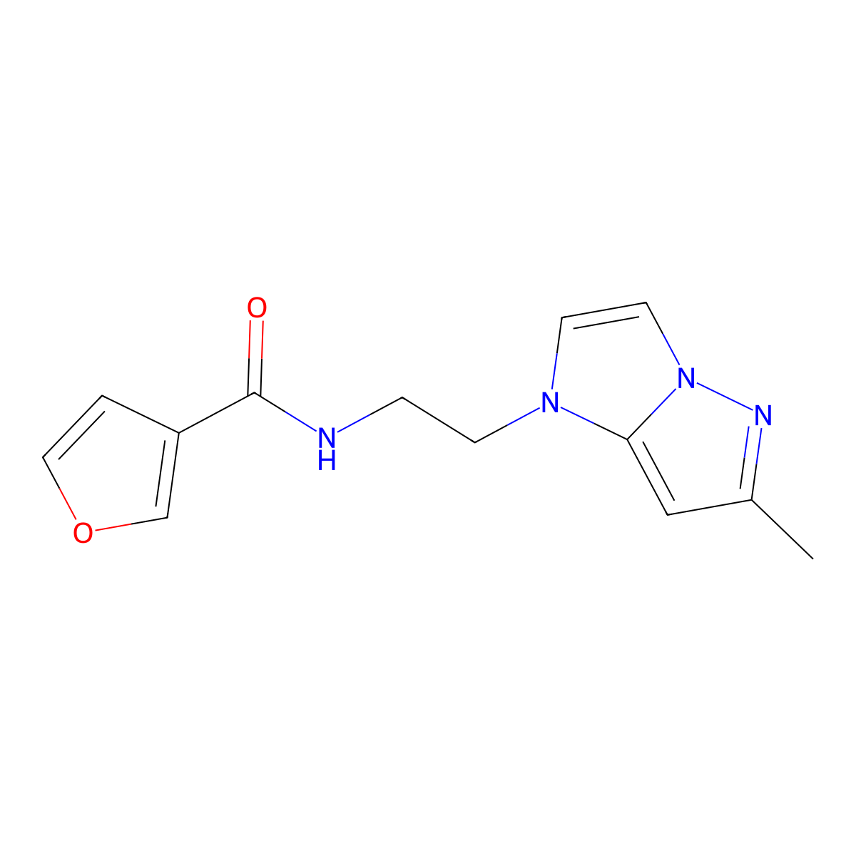 N-(2-(6-methyl-1H-imidazo[1,2-b]pyrazol-1-yl)ethyl)furan-3-carboxamide molecular structure, CAS 2034634-51-8