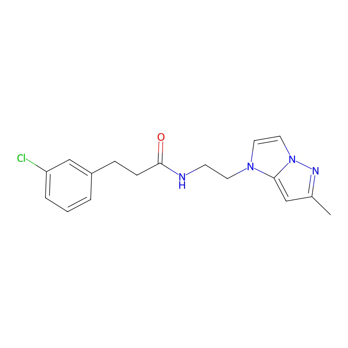 3-(3-chlorophenyl)-N-(2-(6-methyl-1H-imidazo[1,2-b]pyrazol-1-yl)ethyl)propanamide molecular structure, CAS 2034634-53-0
