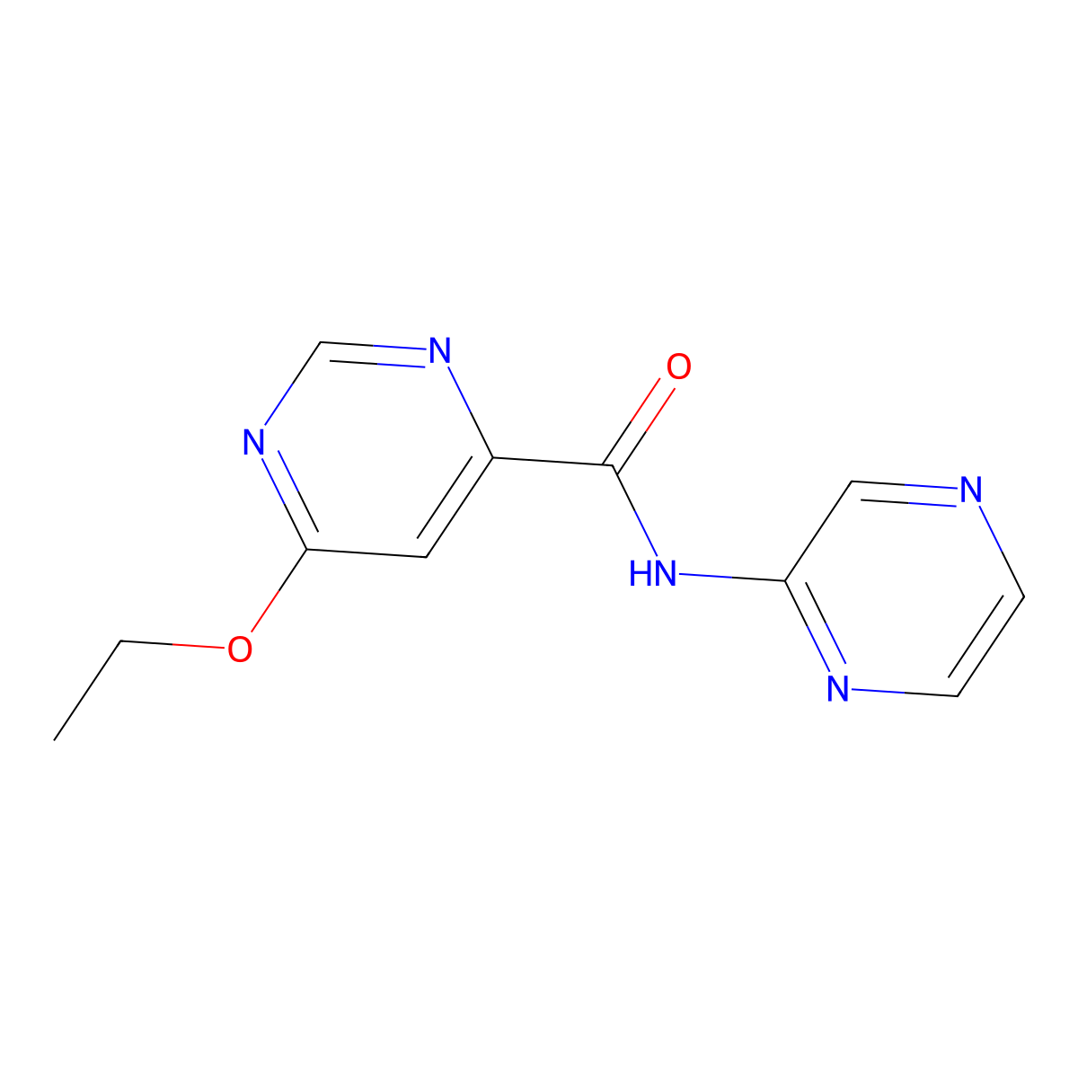 6-ethoxy-N-(pyrazin-2-yl)pyrimidine-4-carboxamide molecular structure, CAS 2034634-57-4