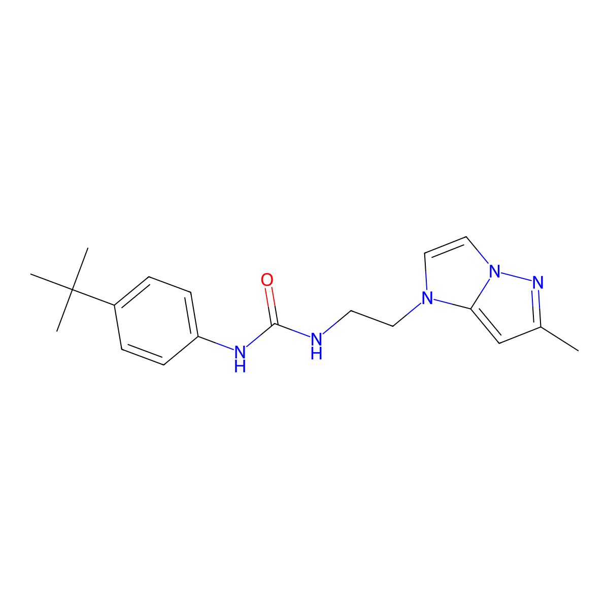 1-(4-(tert-butyl)phenyl)-3-(2-(6-methyl-1H-imidazo[1,2-b]pyrazol-1-yl)ethyl)urea molecular structure, CAS 2034634-61-0